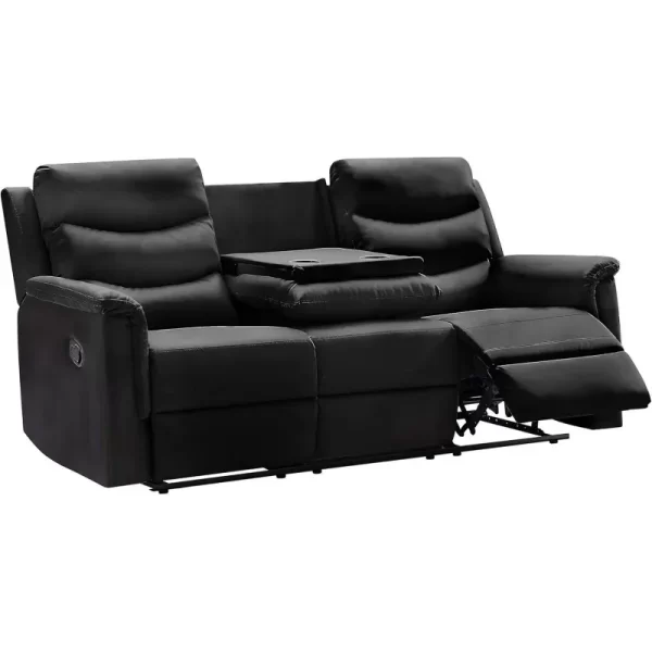 Sofa Set with 2 Recliners, 3-Seater Leather Adjustable Loveseat Couch W/ 2 Cup-Holders & Console - Image 3