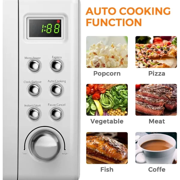 MAT EXPERT 0.7 Cu.ft Compact Microwave Oven, Digital Timing & Child Lock, Small Microwave, Delayed Start Function, 700W (White) - Image 3