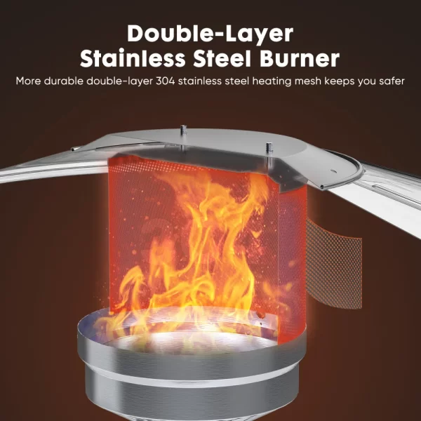 Propane Patio Heater with Tabletop, Double-Layer Stainless Steel Burner and Safety Protection System, Outdoor Patio - Image 6