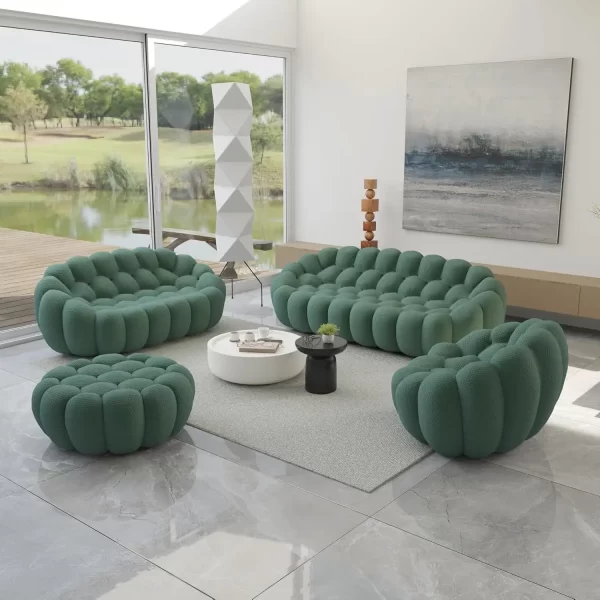 49.21'' Modern Lazy Bubble Sofa, Oversized Bubble Couch Chair, Upholstered Mesh Fabric Bubble Sofa, 3D Honeycomb Shape - Image 10