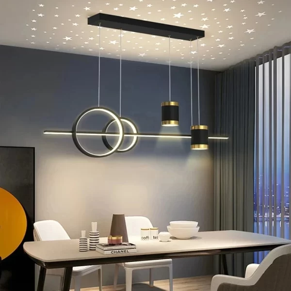 Modern Dining Room LED Pendant Light with Remote Control Dimmable Dining Table Hanging Lamp 90-260v - Image 4