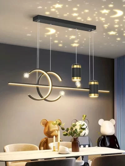 Modern Dining Room LED Pendant Light with Remote Control Dimmable Dining Table Hanging Lamp 90-260v