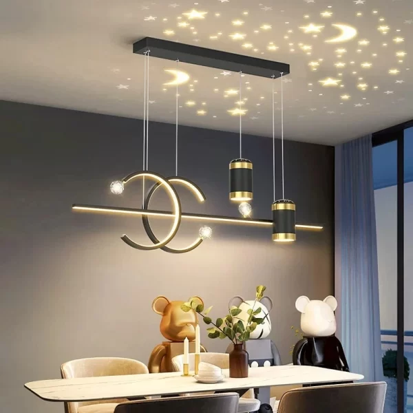 Modern Dining Room LED Pendant Light with Remote Control Dimmable Dining Table Hanging Lamp 90-260v
