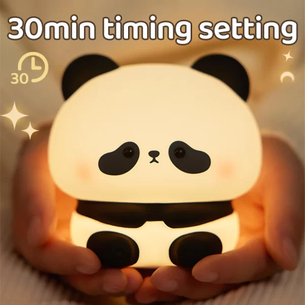 USB Rechargeable LED Night Light Cute Cartoon Panda Silicone Lamp - Image 4