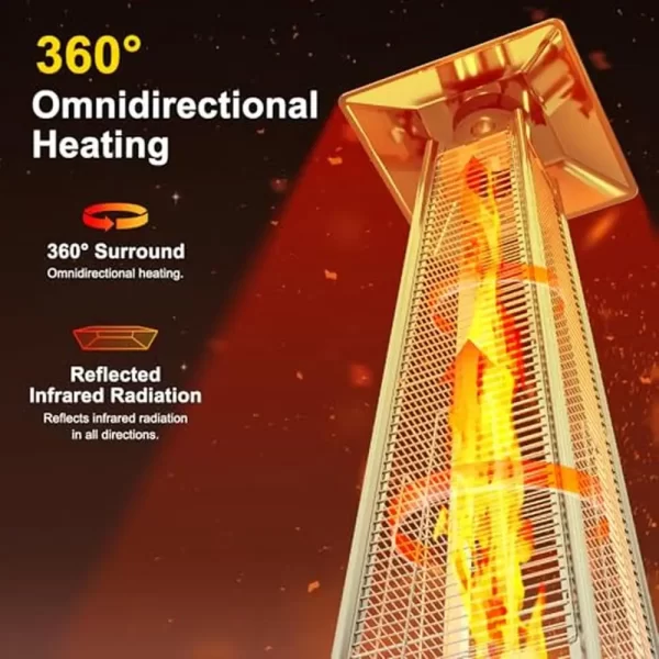 48000 Propane Heater Glass Tube Flame Safety Cover Wheels - Image 3