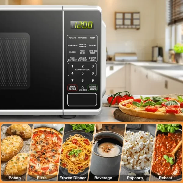 Mainstays 0.7 Cu ft Countertop Microwave Oven, 700 Watts, White - Image 4