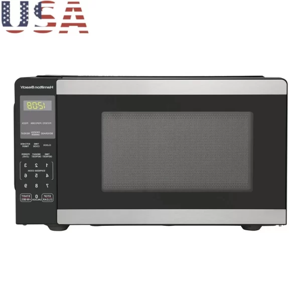 900W Stainless Steel Countertop Microwave Oven 0.9 Cu ft Touch Control 6 Auto Cook Menus Child Safety Lock Timer Defrost