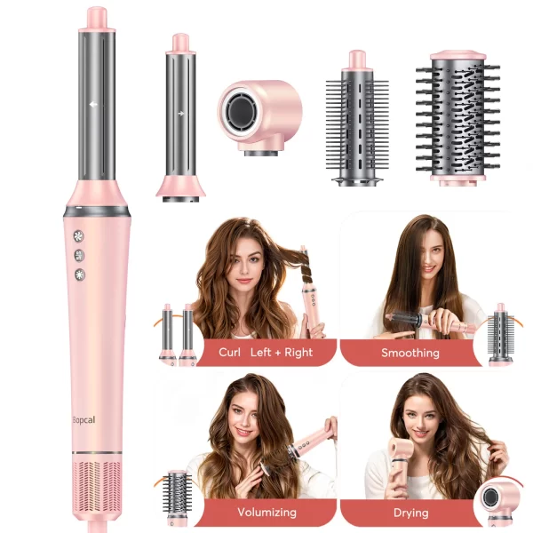 Bopcal 5 In 1 Hair Dryer Hot Air Comb Electric Hair Curling Iron 1200W