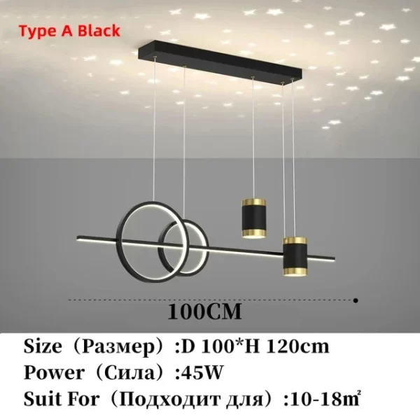 Modern Dining Room LED Pendant Light with Remote Control Dimmable Dining Table Hanging Lamp 90-260v - Image 8