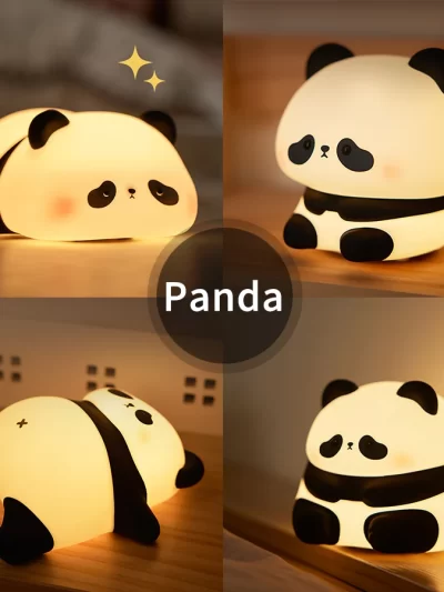 USB Rechargeable LED Night Light Cute Cartoon Panda Silicone Lamp