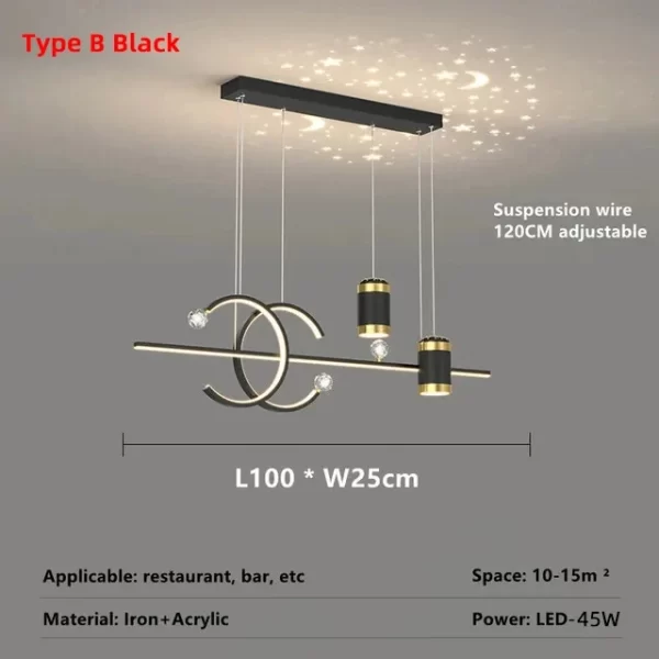 Modern Dining Room LED Pendant Light with Remote Control Dimmable Dining Table Hanging Lamp 90-260v - Image 10