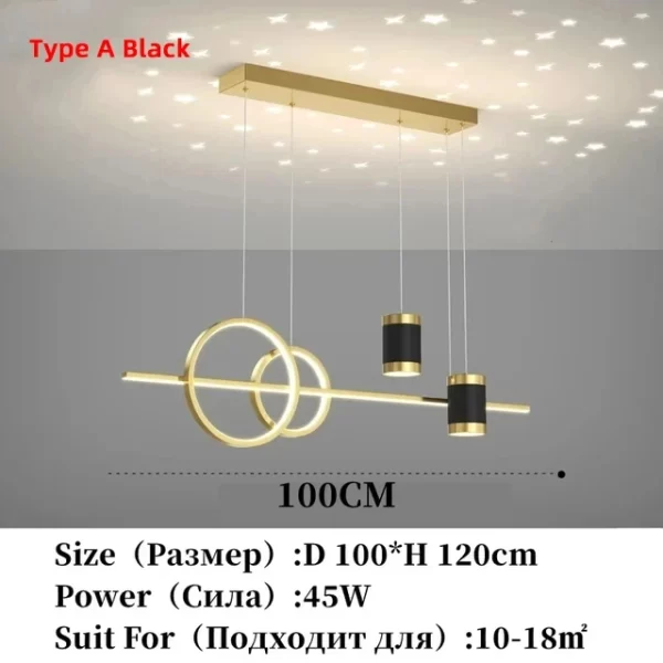 Modern Dining Room LED Pendant Light with Remote Control Dimmable Dining Table Hanging Lamp 90-260v - Image 9