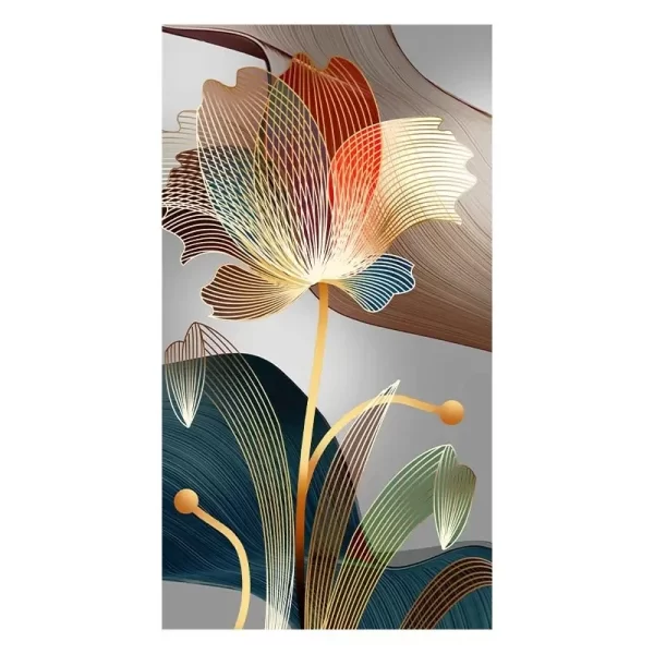 Abstract Flower Pictures Canvas Painting Luxury Golden Lines Modern Posters and Prints Gallery - Image 6