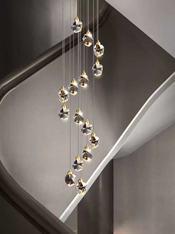 Nordic Crystal Chandelier Duplex Loft Hanging Lamps Staircase Suspended Pendant - Image 2
