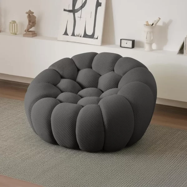 49.21'' Modern Lazy Bubble Sofa, Oversized Bubble Couch Chair, Upholstered Mesh Fabric Bubble Sofa, 3D Honeycomb Shape - Image 3