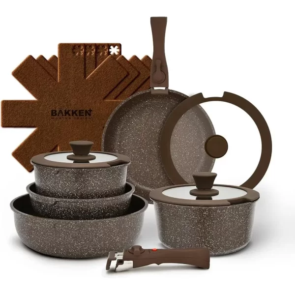 15 Piece Kitchen Cookware Set Nonstick Pots Pans with Cool Touch Handles Dishwasher Safe - Image 6
