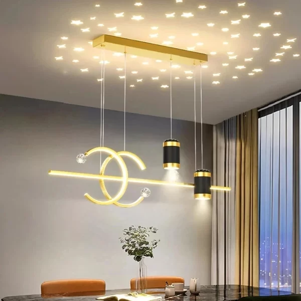 Modern Dining Room LED Pendant Light with Remote Control Dimmable Dining Table Hanging Lamp 90-260v - Image 2