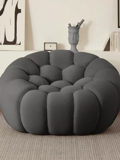 49.21'' Modern Lazy Bubble Sofa, Oversized Bubble Couch Chair, Upholstered Mesh Fabric Bubble Sofa, 3D Honeycomb Shape
