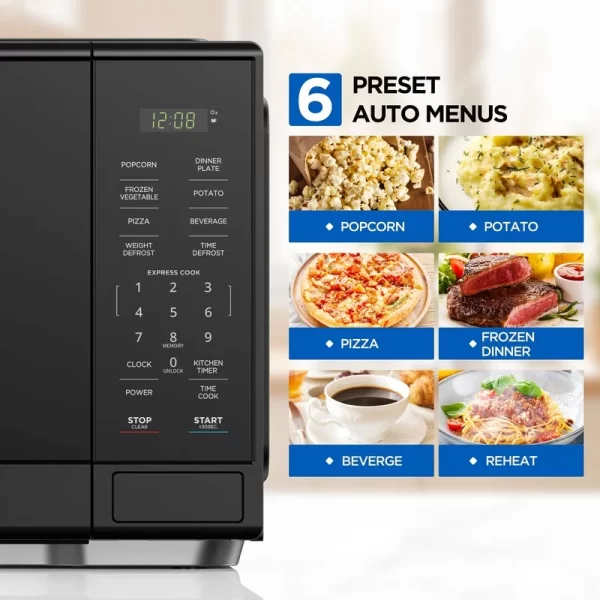 1000W Countertop Microwave Oven 1.1 Cu Ft with 10 Power Levels One Touch Cooking Safety Lock Express Cook Defrost LED Display - Image 3