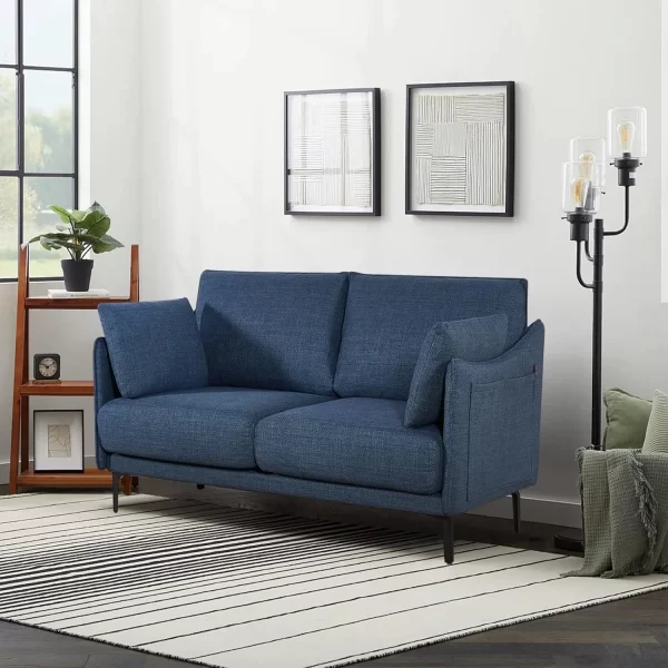 67” Leather Futon Sofa Bed Convertible Small Upholstered Couch - Image 9