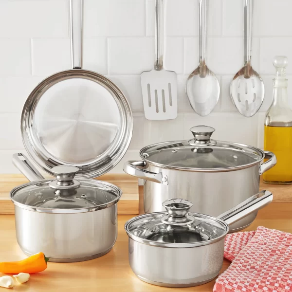 10-Piece Nonstick Stainless Steel Cookware Set for Durability and Style