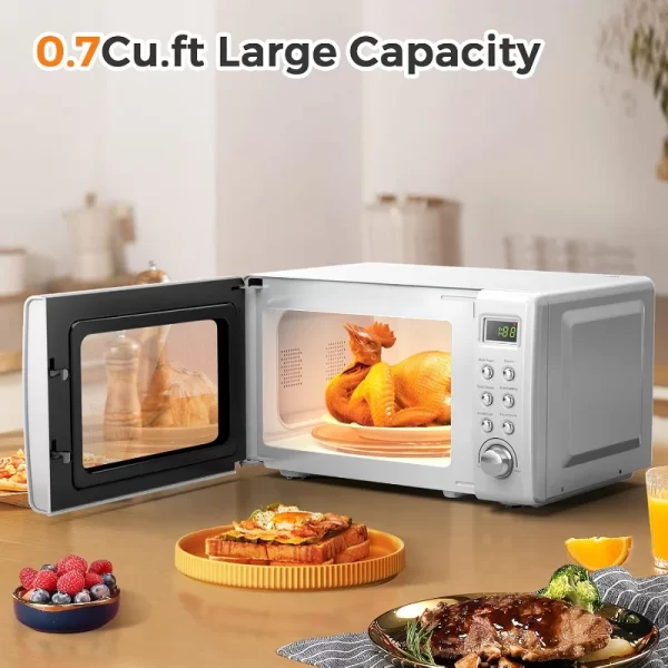 MAT EXPERT 0.7 Cu.ft Compact Microwave Oven, Digital Timing & Child Lock, Small Microwave, Delayed Start Function, 700W (White) - Image 5