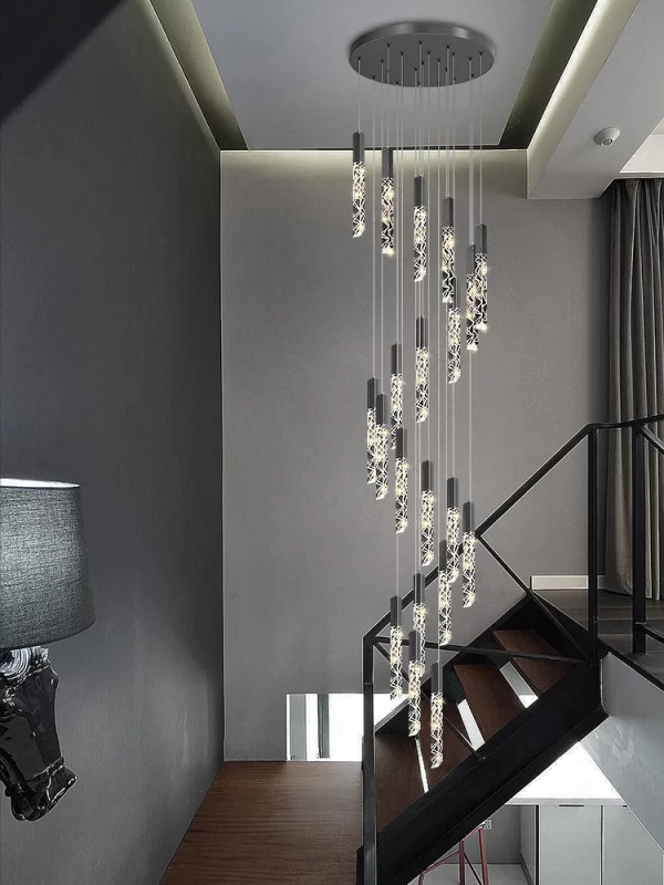 Crystal Staircase Pendant Lamp Modern Gold Lighting Fixture Ceiling Hang Pendant Light - Image 3