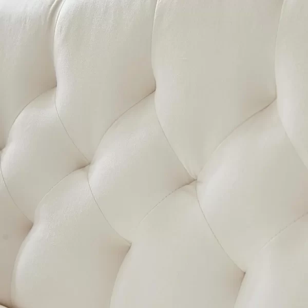 Modern Velvet Loveseat Sofa with Gold Metal Legs & Side Pockets, Tufted Backrest - Image 3
