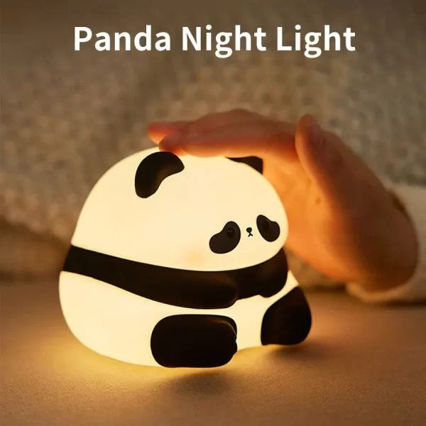 USB Rechargeable LED Night Light Cute Cartoon Panda Silicone Lamp - Image 7