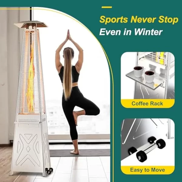 48000 Propane Heater Glass Tube Flame Safety Cover Wheels - Image 5