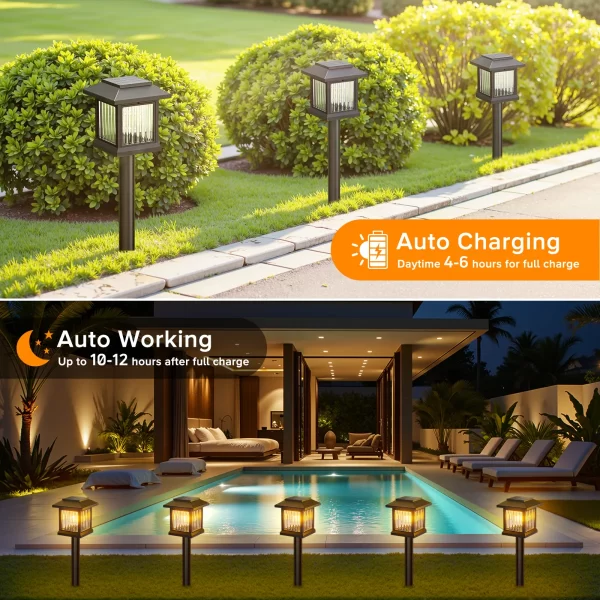 2/6-Pack Solar Auto On/Off Solar Garden &  Outdoor Lights - Image 2