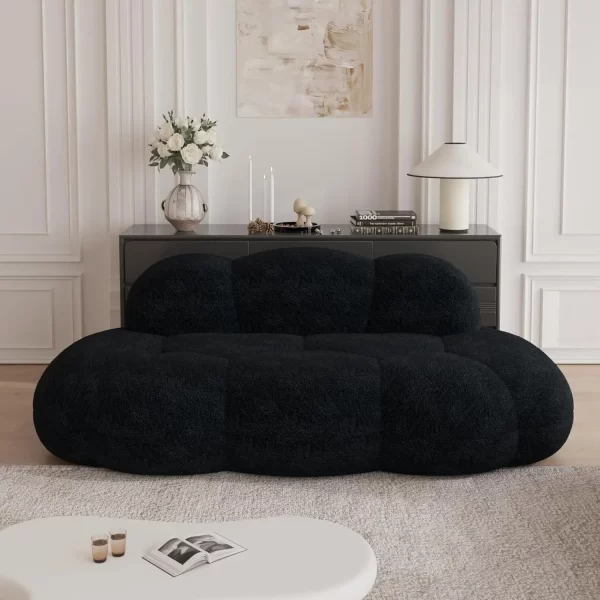 90" Modern Curved Cloud Shaped Couch for Living Room, Lazy Floor Couch, Boucle Love Seat 3 Seater Sofa, Cozy Leisure Boneless - Image 7