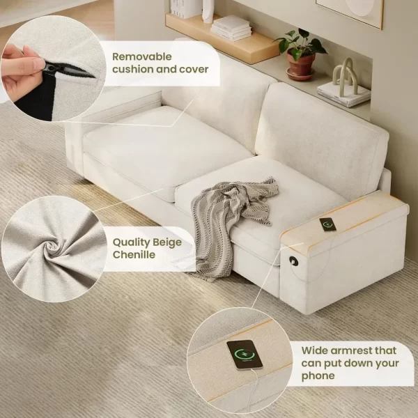Modern Sofas Couches for Living Room, Comfy Couch with Extra Deep Seats, Oversized Loveseat Sofa with Storage - Image 4