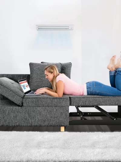 Sofa Bed 4-in-1 Convertible Sofas & Couches, 3-Seat Linen Fabric loveseat Sofa with 2 Throw Pillow