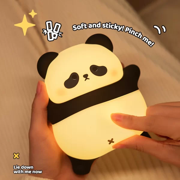USB Rechargeable LED Night Light Cute Cartoon Panda Silicone Lamp - Image 3