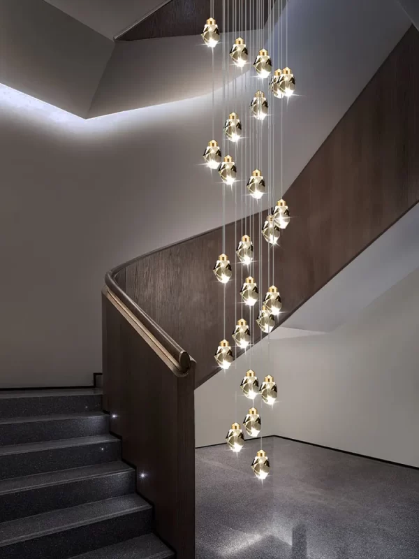 Nordic Crystal Chandelier Duplex Loft Hanging Lamps Staircase Suspended Pendant - Image 5