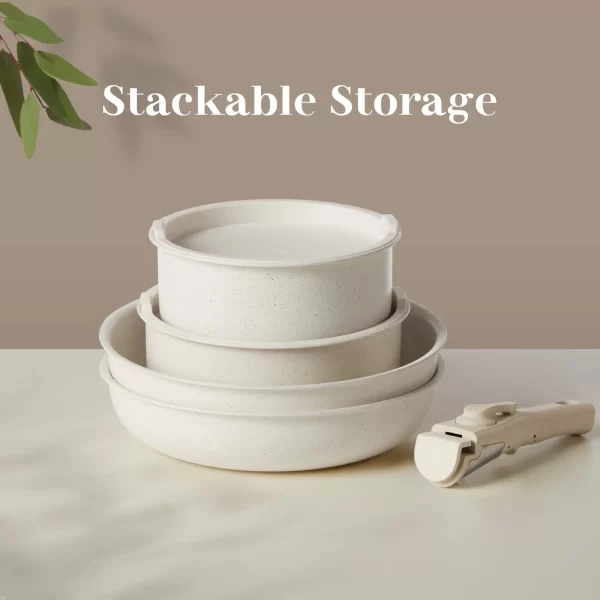 12pcs Non-Stick Cookware Set, Pots and Pans Set with Detachable Handle for Kitchen - Image 6