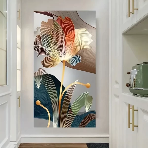 Abstract Flower Pictures Canvas Painting Luxury Golden Lines Modern Posters and Prints Gallery - Image 5