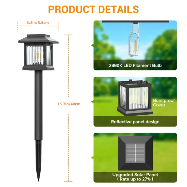 2/6-Pack Solar Auto On/Off Solar Garden &  Outdoor Lights - Image 3