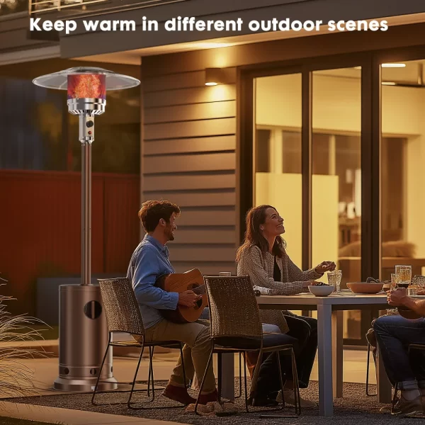 Propane Patio Heater with Tabletop, Double-Layer Stainless Steel Burner and Safety Protection System, Outdoor Patio - Image 4