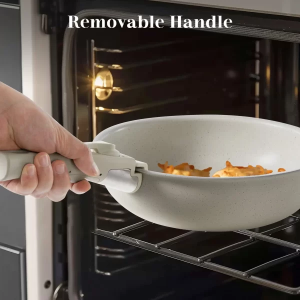 12pcs Non-Stick Cookware Set, Pots and Pans Set with Detachable Handle for Kitchen - Image 4