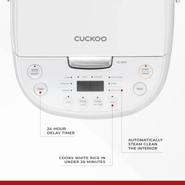 CUCKOO CR-0605F 6-Cup (Uncooked) / 12-Cup (Cooked)  Rice Cooker with Nonstick Inner Pot, 13 Menu Options - Image 5