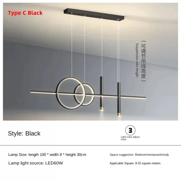 Modern Dining Room LED Pendant Light with Remote Control Dimmable Dining Table Hanging Lamp 90-260v - Image 11