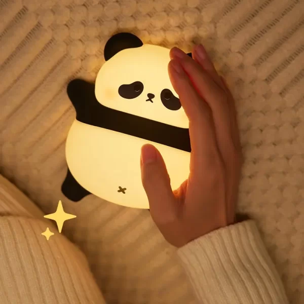 USB Rechargeable LED Night Light Cute Cartoon Panda Silicone Lamp - Image 9