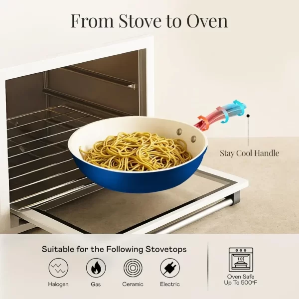 Gotham Steel 15 Pc Ceramic Cookware Set Nonstick, Ceramic Pots and Pans Set Non Stick with Steamer & Cooking Utensils, Non Toxic - Image 4