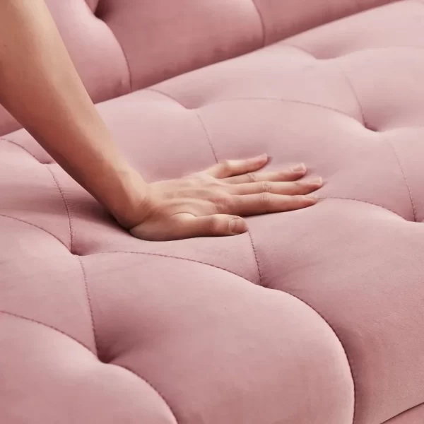 71 Inches Velvet Futon Sofa Bed with 2 Pillows, Modern Convertible Futon Couch with 3 Adjustable Backrest Angles - Image 6