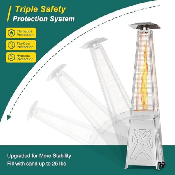 48000 Propane Heater Glass Tube Flame Safety Cover Wheels - Image 4