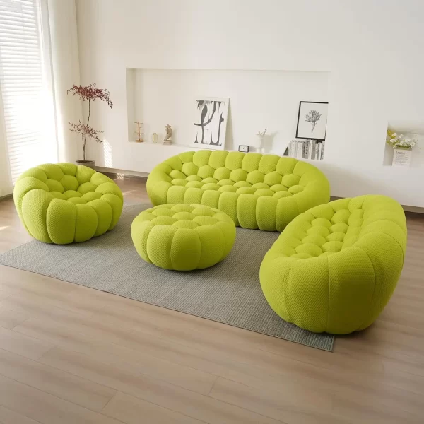 49.21'' Modern Lazy Bubble Sofa, Oversized Bubble Couch Chair, Upholstered Mesh Fabric Bubble Sofa, 3D Honeycomb Shape - Image 11