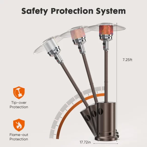 Propane Patio Heater with Tabletop, Double-Layer Stainless Steel Burner and Safety Protection System, Outdoor Patio - Image 2