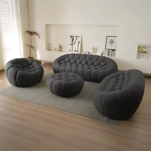 49.21'' Modern Lazy Bubble Sofa, Oversized Bubble Couch Chair, Upholstered Mesh Fabric Bubble Sofa, 3D Honeycomb Shape - Image 9